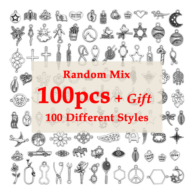 100pcs Random Styles Mixed Bulk Lots Charms For Jewelry Making Supplies Diy  Bracelet Necklace Earring Keychain Pendant Wholesale - Charms - AliExpress